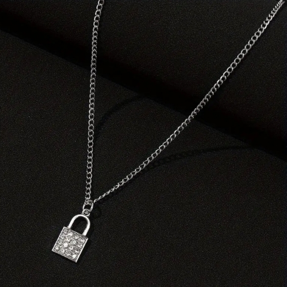 Silver Lock Pendant Necklace - Picture 1 of 5